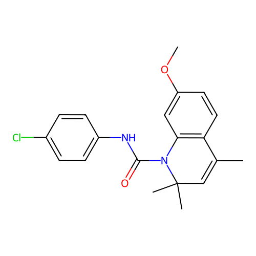 N-(4-chlorophenyl)-7-methoxy-2,2,4-trimethylquinoline-1(2H)-carboxamide structure