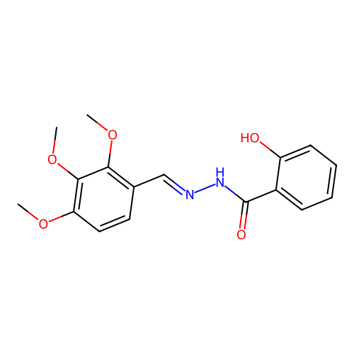 2-hydroxy-N'-[(E)-(2,3,4-trimethoxyphenyl)methylidene]benzohydrazide structure