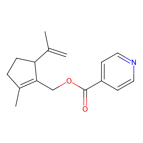 (2-Methyl-5-(prop-1-en-2-yl)cyclopent-1-en-1-yl)methyl isonicotinate structure