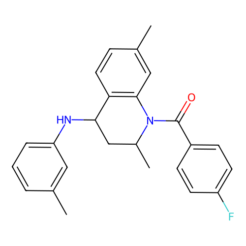 (2,7-dimethyl-4-(m-tolylamino)-3,4-dihydroquinolin-1(2H)-yl)(4-fluorophenyl)methanone structure