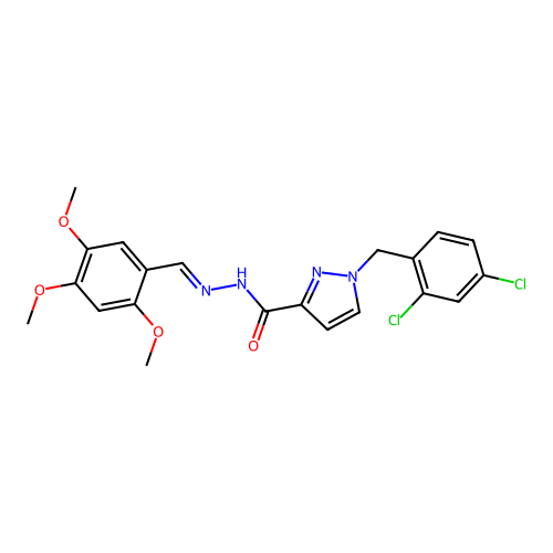 1-[(2,4-dichlorophenyl)methyl]-N-[(E)-(2,4,5-trimethoxyphenyl)methylideneamino]pyrazole-3-carboxamide structure
