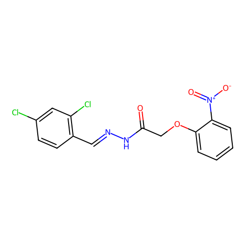 N-[(E)-(2,4-dichlorophenyl)methylideneamino]-2-(2-nitrophenoxy)acetamide structure
