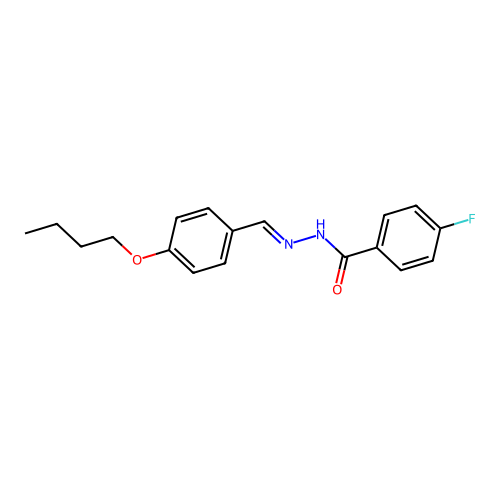 N-[(4-butoxyphenyl)methylideneamino]-4-fluorobenzamide structure