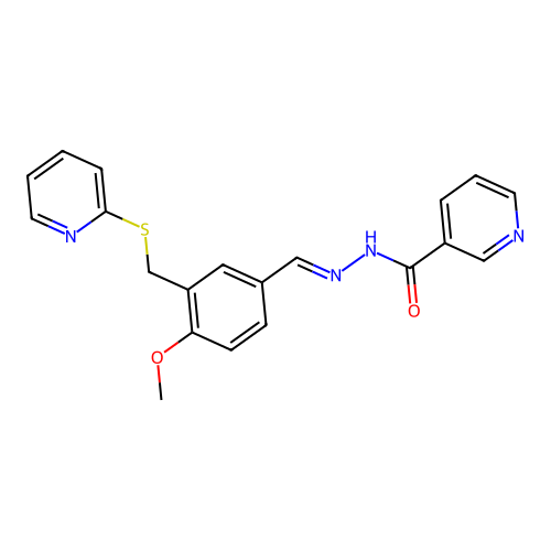 N'-(4-methoxy-3-((pyridin-2-ylthio)methyl)benzylidene)nicotinohydrazide structure