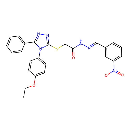 2-{[4-(4-ethoxyphenyl)-5-phenyl-4H-1,2,4-triazol-3-yl]sulfanyl}-N'-[(E)-(3-nitrophenyl)methylidene]acetohydrazide structure