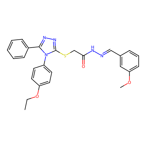 2-{[4-(4-ethoxyphenyl)-5-phenyl-4H-1,2,4-triazol-3-yl]sulfanyl}-N'-[(E)-(3-methoxyphenyl)methylidene]acetohydrazide structure