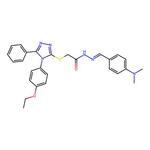 N'-{(E)-[4-(dimethylamino)phenyl]methylidene}-2-{[4-(4-ethoxyphenyl)-5-phenyl-4H-1,2,4-triazol-3-yl]sulfanyl}acetohydrazide structure