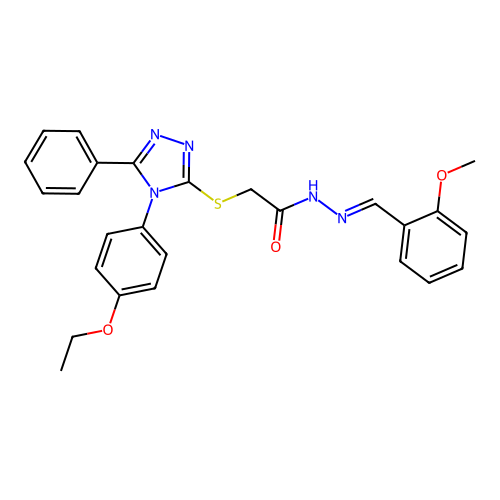 2-{[4-(4-ethoxyphenyl)-5-phenyl-4H-1,2,4-triazol-3-yl]sulfanyl}-N'-[(E)-(2-methoxyphenyl)methylidene]acetohydrazide structure
