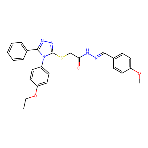 2-{[4-(4-ethoxyphenyl)-5-phenyl-4H-1,2,4-triazol-3-yl]sulfanyl}-N'-[(E)-(4-methoxyphenyl)methylidene]acetohydrazide structure