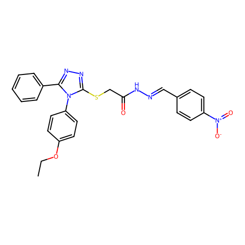 2-{[4-(4-ethoxyphenyl)-5-phenyl-4H-1,2,4-triazol-3-yl]sulfanyl}-N'-[(E)-(4-nitrophenyl)methylidene]acetohydrazide structure