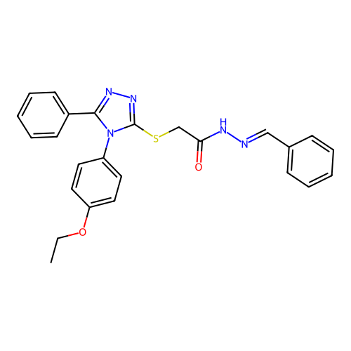 2-{[4-(4-ethoxyphenyl)-5-phenyl-4H-1,2,4-triazol-3-yl]sulfanyl}-N'-[(E)-phenylmethylidene]acetohydrazide structure