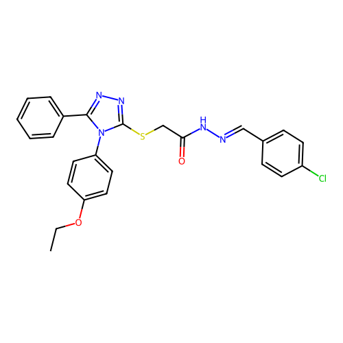 N'-[(E)-(4-chlorophenyl)methylidene]-2-{[4-(4-ethoxyphenyl)-5-phenyl-4H-1,2,4-triazol-3-yl]sulfanyl}acetohydrazide structure