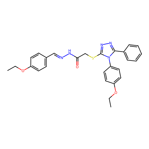 N'-[(E)-(4-ethoxyphenyl)methylidene]-2-{[4-(4-ethoxyphenyl)-5-phenyl-4H-1,2,4-triazol-3-yl]sulfanyl}acetohydrazide structure