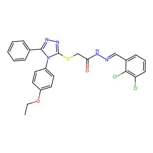 N'-[(E)-(2,3-dichlorophenyl)methylidene]-2-{[4-(4-ethoxyphenyl)-5-phenyl-4H-1,2,4-triazol-3-yl]sulfanyl}acetohydrazide structure