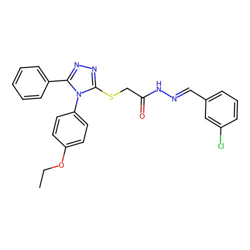 N'-[(E)-(3-chlorophenyl)methylidene]-2-{[4-(4-ethoxyphenyl)-5-phenyl-4H-1,2,4-triazol-3-yl]sulfanyl}acetohydrazide structure
