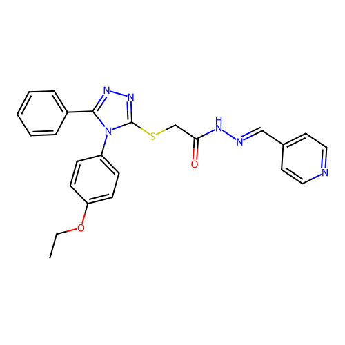 2-{[4-(4-ethoxyphenyl)-5-phenyl-4H-1,2,4-triazol-3-yl]sulfanyl}-N'-[(E)-pyridin-4-ylmethylidene]acetohydrazide structure