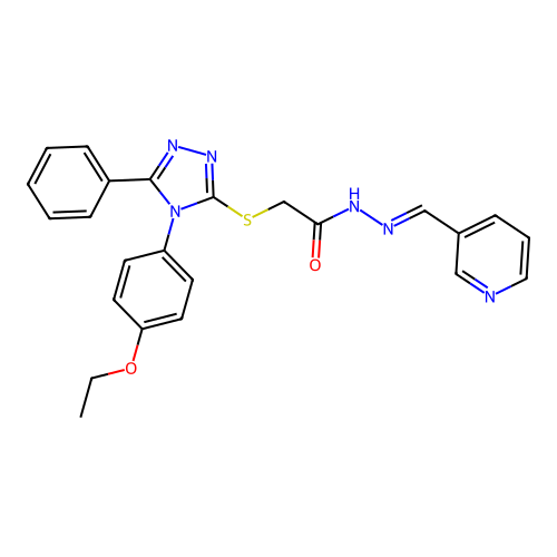 2-{[4-(4-ethoxyphenyl)-5-phenyl-4H-1,2,4-triazol-3-yl]sulfanyl}-N'-[(E)-pyridin-3-ylmethylidene]acetohydrazide structure