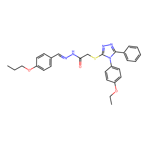 2-{[4-(4-ethoxyphenyl)-5-phenyl-4H-1,2,4-triazol-3-yl]sulfanyl}-N'-[(E)-(4-propoxyphenyl)methylidene]acetohydrazide structure