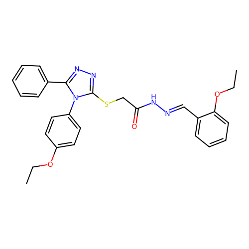 N'-[(E)-(2-ethoxyphenyl)methylidene]-2-{[4-(4-ethoxyphenyl)-5-phenyl-4H-1,2,4-triazol-3-yl]sulfanyl}acetohydrazide structure