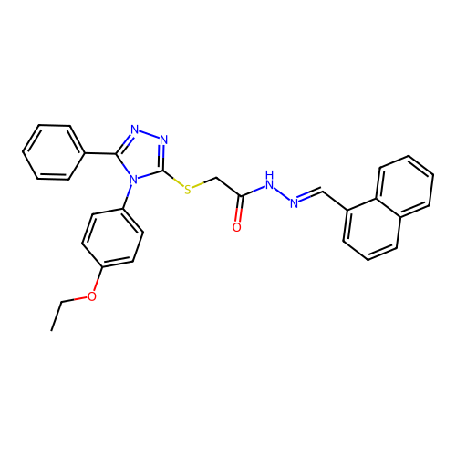2-{[4-(4-ethoxyphenyl)-5-phenyl-4H-1,2,4-triazol-3-yl]sulfanyl}-N'-[(E)-naphthalen-1-ylmethylidene]acetohydrazide structure