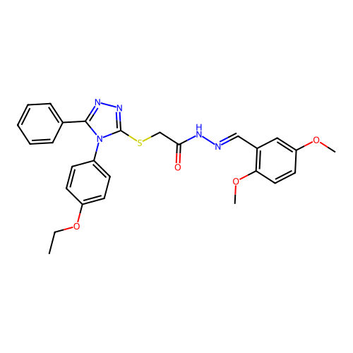 N'-[(E)-(2,5-dimethoxyphenyl)methylidene]-2-{[4-(4-ethoxyphenyl)-5-phenyl-4H-1,2,4-triazol-3-yl]sulfanyl}acetohydrazide structure