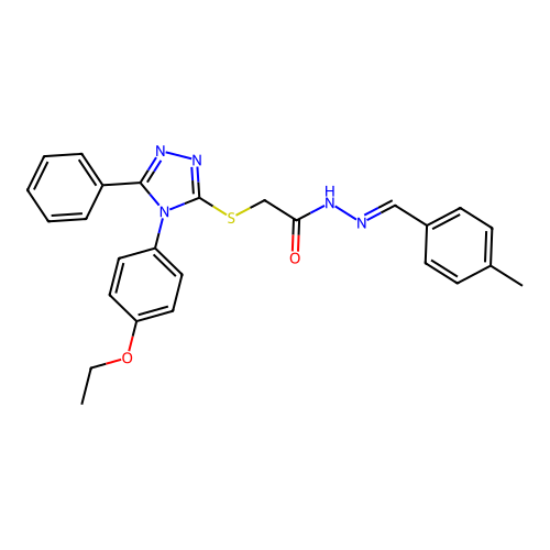 2-{[4-(4-ethoxyphenyl)-5-phenyl-4H-1,2,4-triazol-3-yl]sulfanyl}-N'-[(E)-(4-methylphenyl)methylidene]acetohydrazide structure