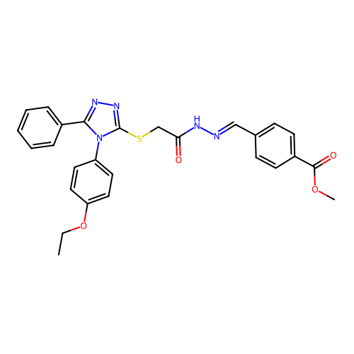 methyl 4-{(E)-[2-({[4-(4-ethoxyphenyl)-5-phenyl-4H-1,2,4-triazol-3-yl]sulfanyl}acetyl)hydrazinylidene]methyl}benzoate structure