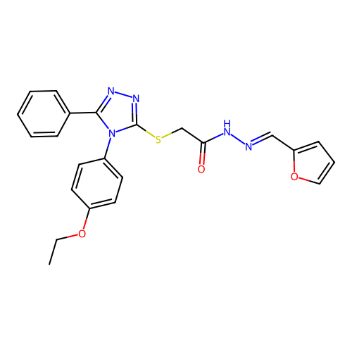 2-{[4-(4-ethoxyphenyl)-5-phenyl-4H-1,2,4-triazol-3-yl]sulfanyl}-N'-[(E)-furan-2-ylmethylidene]acetohydrazide structure