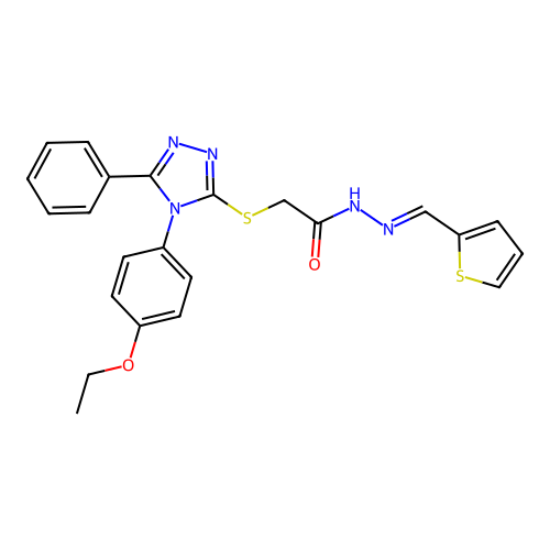 2-{[4-(4-ethoxyphenyl)-5-phenyl-4H-1,2,4-triazol-3-yl]sulfanyl}-N'-[(E)-thiophen-2-ylmethylidene]acetohydrazide structure