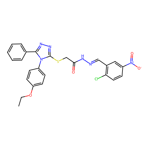 N'-[(E)-(2-chloro-5-nitrophenyl)methylidene]-2-{[4-(4-ethoxyphenyl)-5-phenyl-4H-1,2,4-triazol-3-yl]sulfanyl}acetohydrazide structure