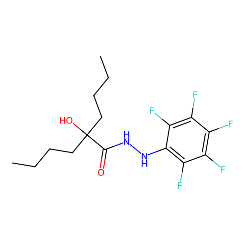 2-butyl-2-hydroxy-N'-(pentafluorophenyl)hexanehydrazide structure
