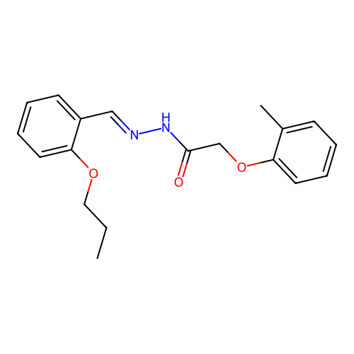 2-(2-methylphenoxy)-N-[(2-propoxyphenyl)methylideneamino]acetamide structure