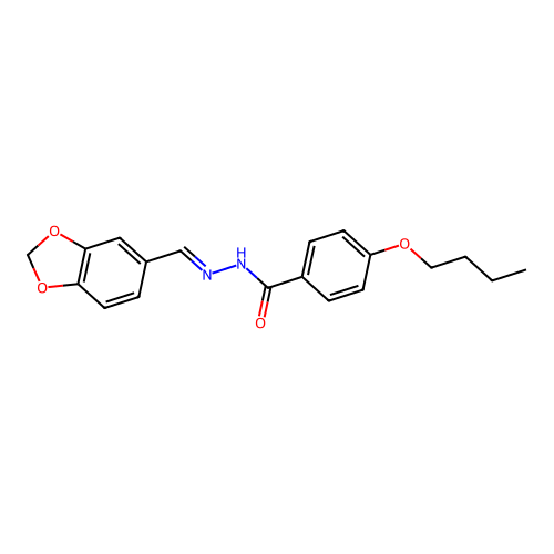 N'-[(E)-1,3-benzodioxol-5-ylmethylidene]-4-butoxybenzohydrazide structure