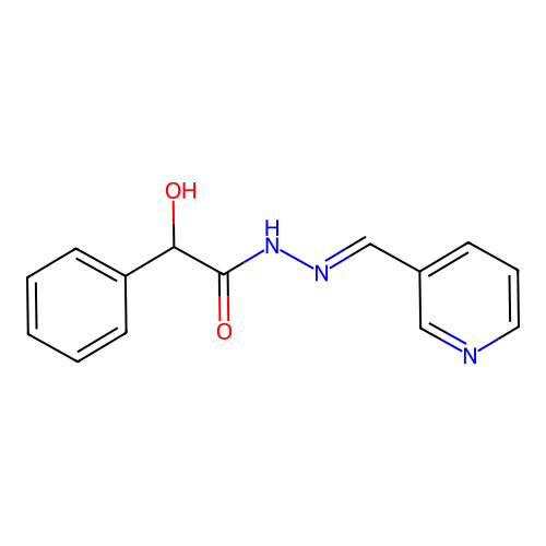2-hydroxy-2-phenyl-N'-[(E)-pyridin-3-ylmethylidene]acetohydrazide structure