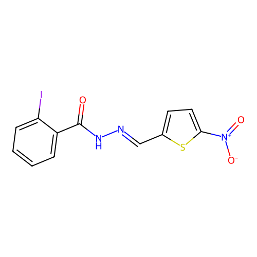 N'-({5-nitro-2-thienyl}methylene)-2-iodobenzohydrazide structure
