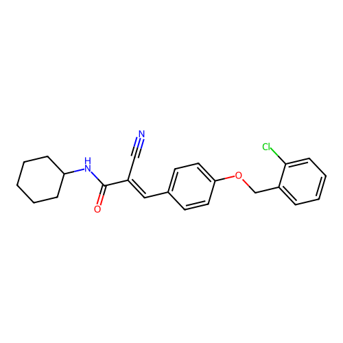 (2E)-3-{4-[(2-chlorobenzyl)oxy]phenyl}-2-cyano-N-cyclohexylprop-2-enamide structure
