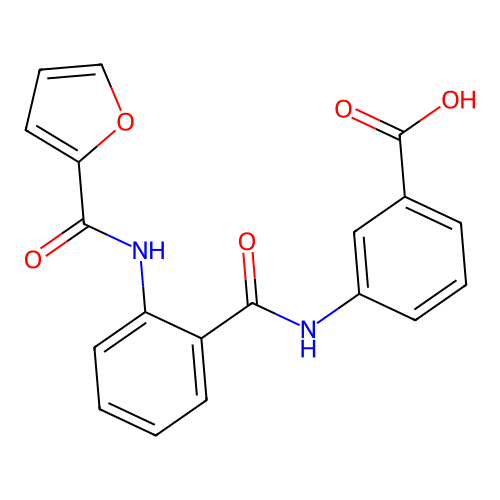 3-[({2-[(Furan-2-ylcarbonyl)amino]phenyl}carbonyl)amino]benzoic acid structure