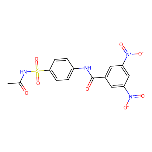 N-[4-(acetylsulfamoyl)phenyl]-3,5-dinitrobenzamide structure