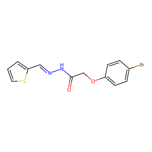 2-(4-bromophenoxy)-N-(thiophen-2-ylmethylideneamino)acetamide structure