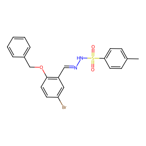 {(1E)-2-[5-bromo-2-(phenylmethoxy)phenyl]-1-azavinyl}[(4-methylphenyl)sulfonyl ]amine structure