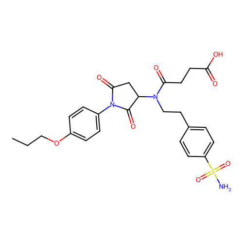 4-((2,5-dioxo-1-(4-propoxyphenyl)pyrrolidin-3-yl)(4-sulfamoylphenethyl)amino)-4-oxobutanoic acid structure