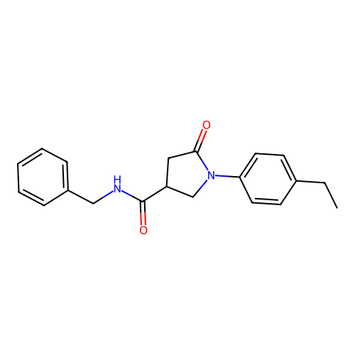 N-benzyl-1-(4-ethylphenyl)-5-oxopyrrolidine-3-carboxamide structure
