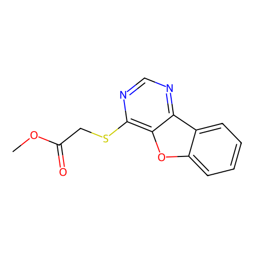 Methyl ([1]benzofuro[3,2-d]pyrimidin-4-ylsulfanyl)acetate structure