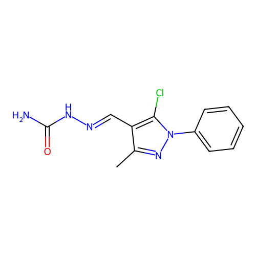 [(E)-(5-chloro-3-methyl-1-phenylpyrazol-4-yl)methylideneamino]urea structure