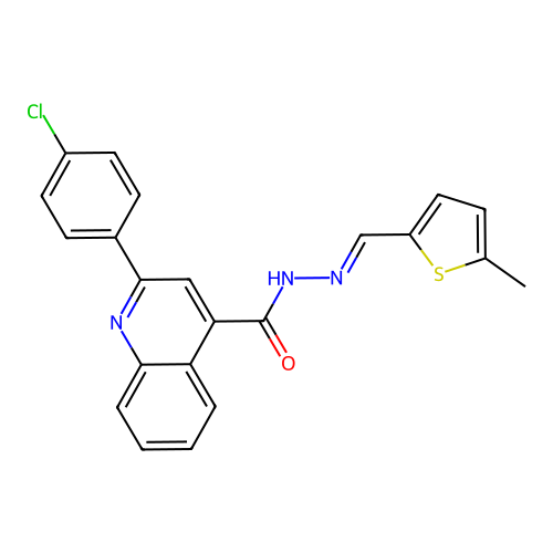 2-(4-chlorophenyl)-N-[(E)-(5-methylthiophen-2-yl)methylideneamino]quinoline-4-carboxamide structure