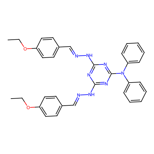 4,6-bis[(2E)-2-(4-ethoxybenzylidene)hydrazinyl]-N,N-diphenyl-1,3,5-triazin-2-amine structure