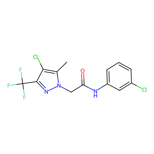 2-[4-chloro-5-methyl-3-(trifluoromethyl)-1H-pyrazol-1-yl]-N-(3-chlorophenyl)acetamide structure