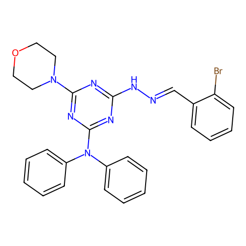 2-Bromobenzaldehyde [4-(diphenylamino)-6-(4-morpholinyl)-1,3,5-triazin-2-yl]hydrazone structure