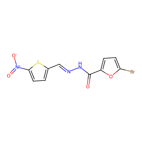 5-bromo-N'-({5-nitro-2-thienyl}methylene)-2-furohydrazide structure