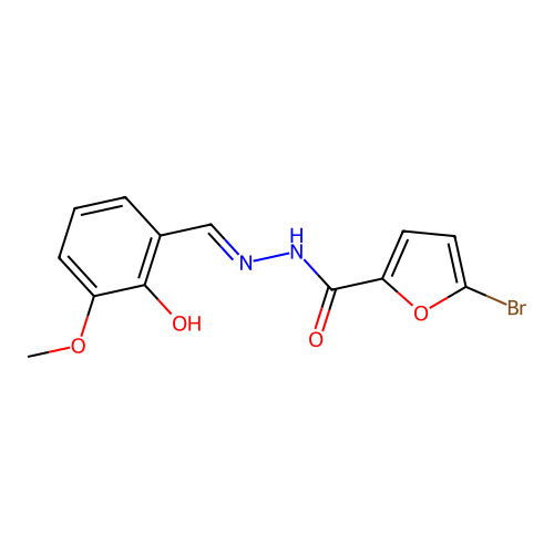 5-bromo-N-[(2-hydroxy-3-methoxyphenyl)methylideneamino]furan-2-carboxamide structure